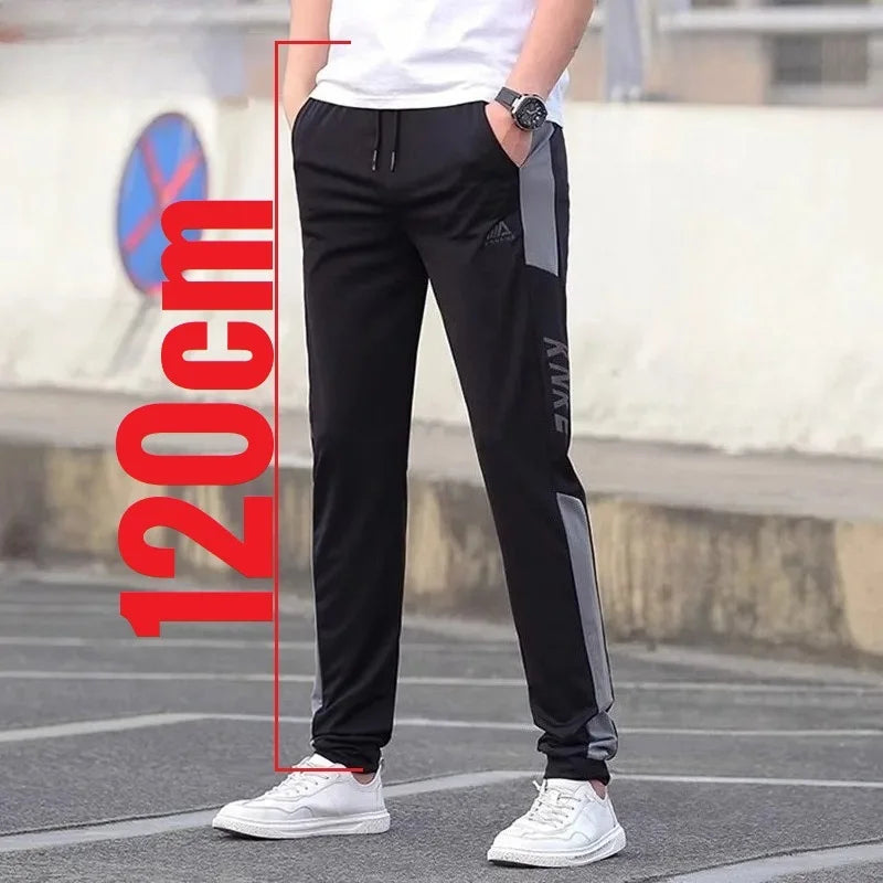 Thin Tall Men Ice Silk Pants Slim Fit Summer Jogger Male Extra Long Length 120cm 190 195 200 Cm 120 2m 200cm 205cm Sport Trouser