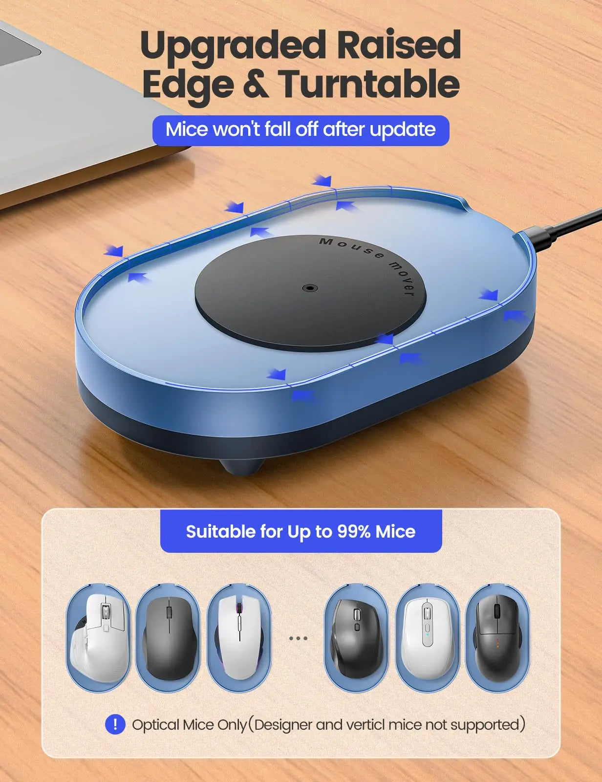 Vaydeer Undetectable Mouse Mover, Mouse Jiggler Device with ON/Off Switch, Driver-Free Shaker Wiggler Mouse Movement Simulation