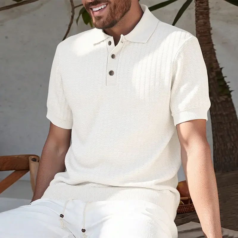 New Mens Knit Shirts Men's Polo Shirts Short Sleeve Summer Polo Men's Knit Shirts American Stretchy Golf Polo Old Money Tops