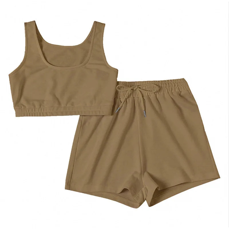 Tanks Shorts Summer women's matching sets Sexy Gym Holiday Summer Vacation Club Outfits 2 pieces set for woman Y2K Clothes