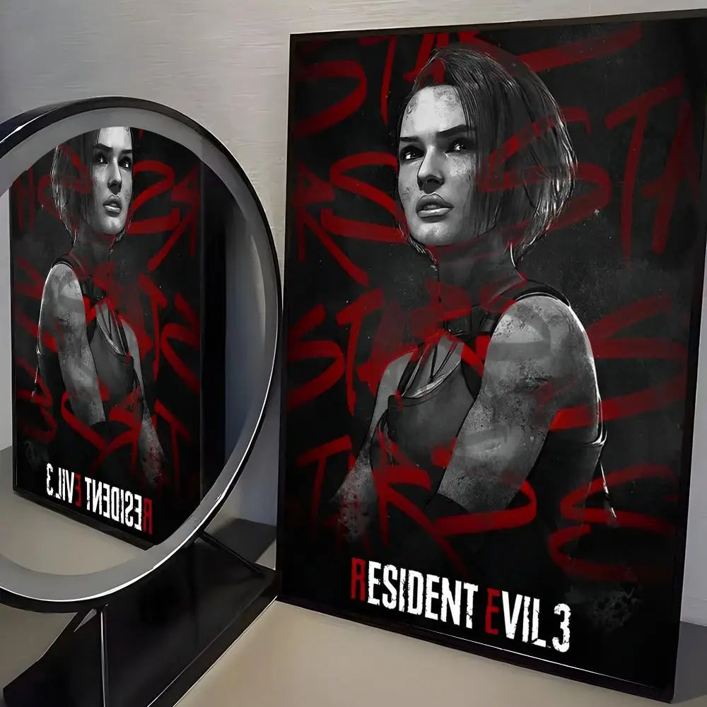R-Resident Evil Game Poster Home Living Bed Room Bar Hallway Sticky Wall Art Printing Aesthetic Decor