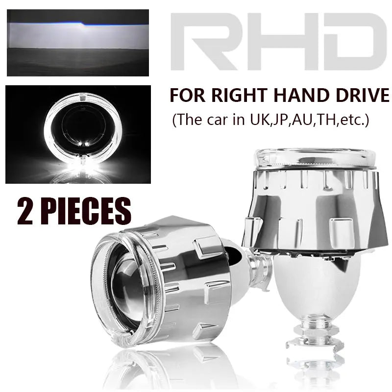 2.5 inch Bi-xenon Angel Eyes Projector Lens H7 H4 9005 9006 DRL Halo Ring Lenses For Headlight Car Retrofit Use H1 HID LED Bulbs