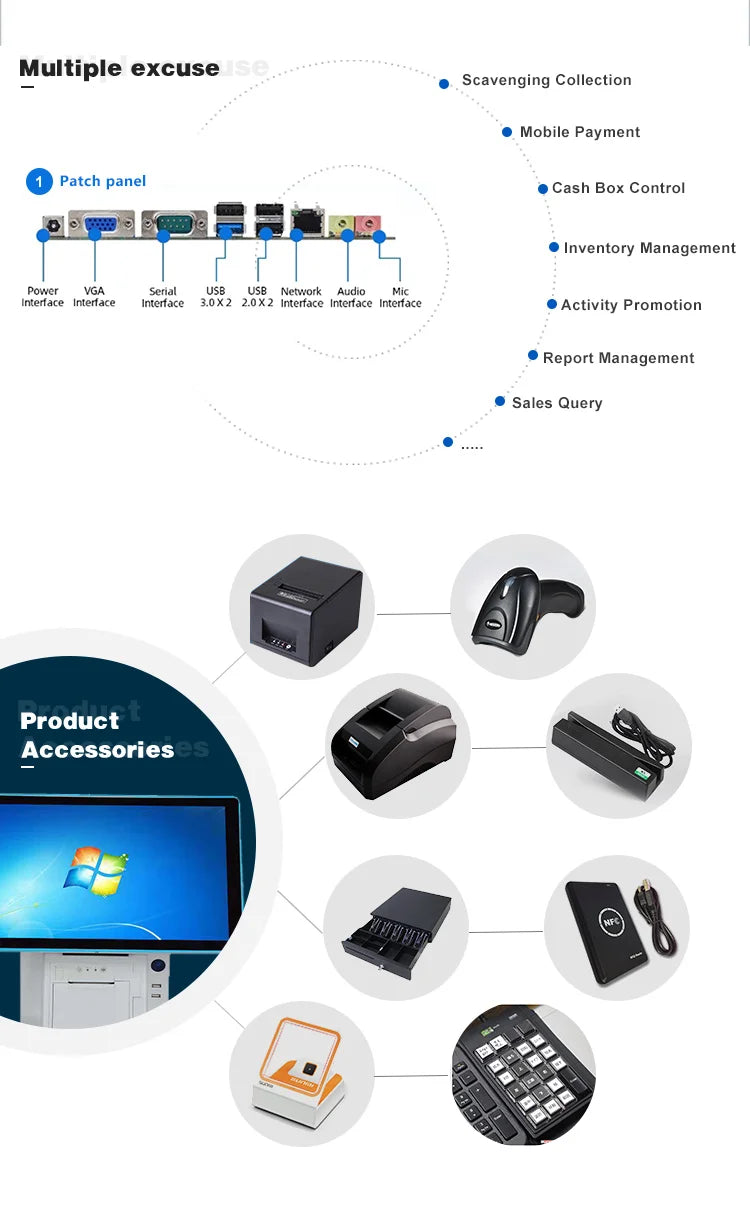Classical Style Cheap Price Cash Register Single Dual Screen Touch POS System