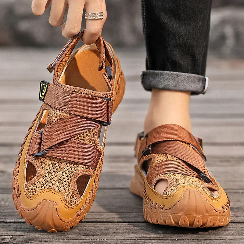 Summer Men Sandals Genuine Leather Mens Casual Shoes Outdoor Men Leather Sandals for Men Beach Shoes Roman mens Shoes
