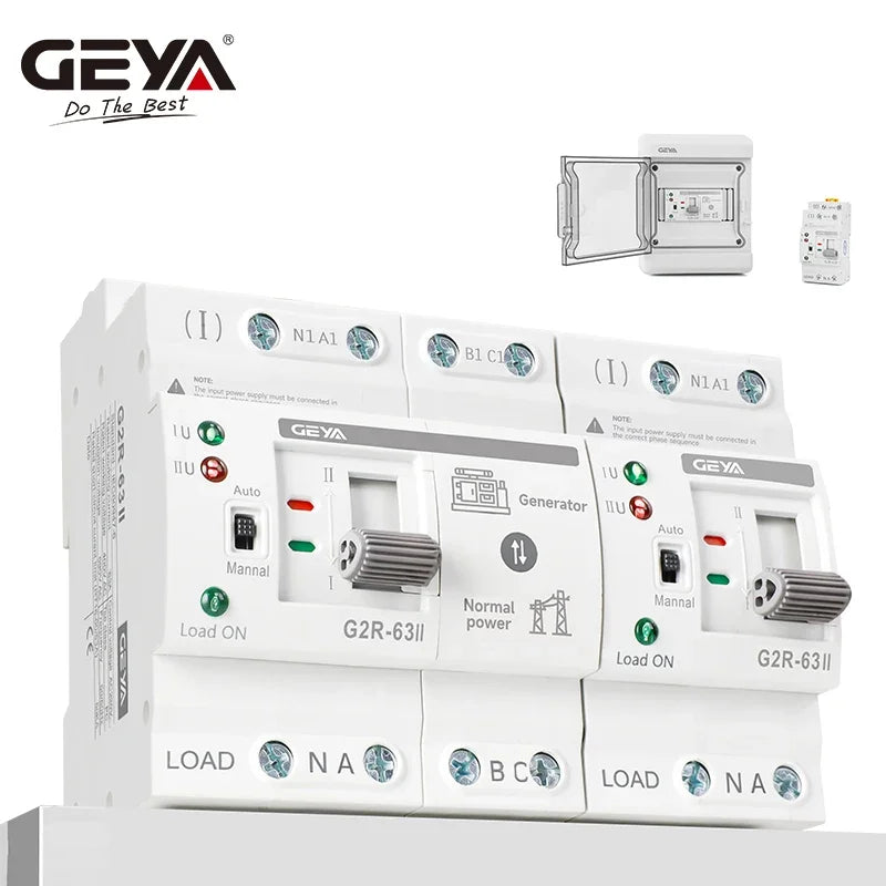 GEYA G2R Automatic Transfer Switch Din Rail Mini Type ATS Electric Switch Manual Transfer Switch 220V 2P 63A