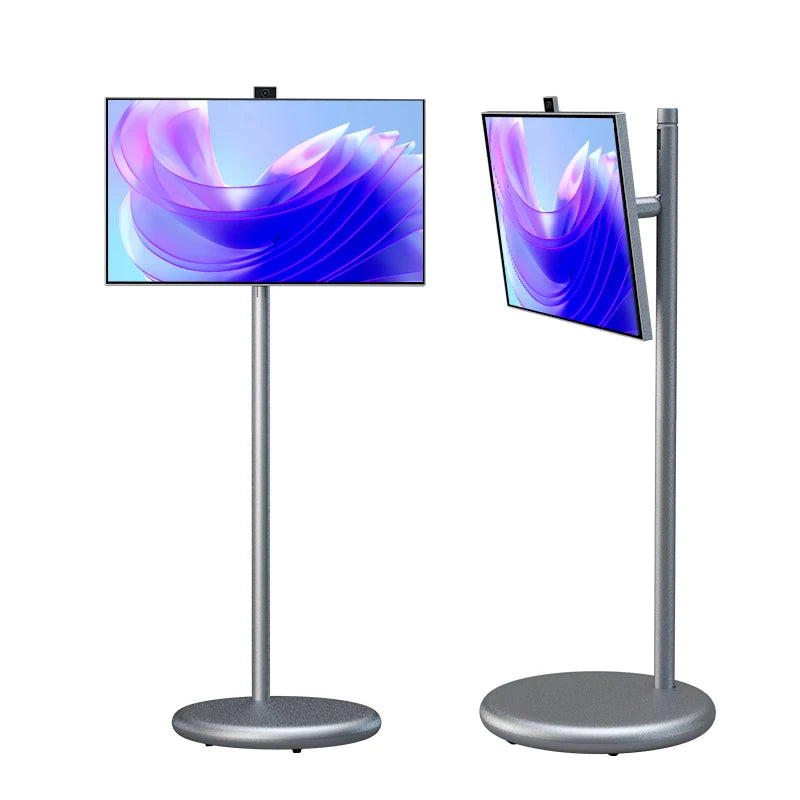 Floor-Standing TV Stand,32 Inch Monitor Screen Digital Signage Touch Screen Android 15 4+128GB Smart TV Display Portable TV Moni
