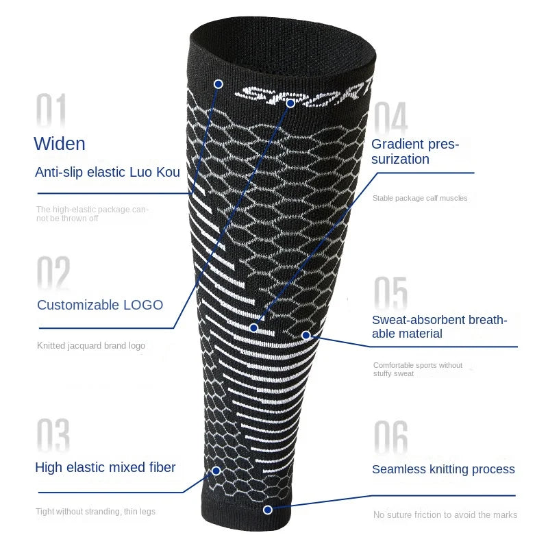 Sports Calf Compression Leg Sleeves for Running, Elastic Anti-Fatigue Shin Guards for Men Women Breathable Athletic Leg Support