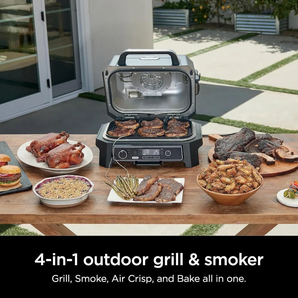 Ninja Woodfire ProXL 4-in-1 Outdoor Grill and Smoker for Electric Air Fryer Bake BBQ Grilling System for Camping Parties