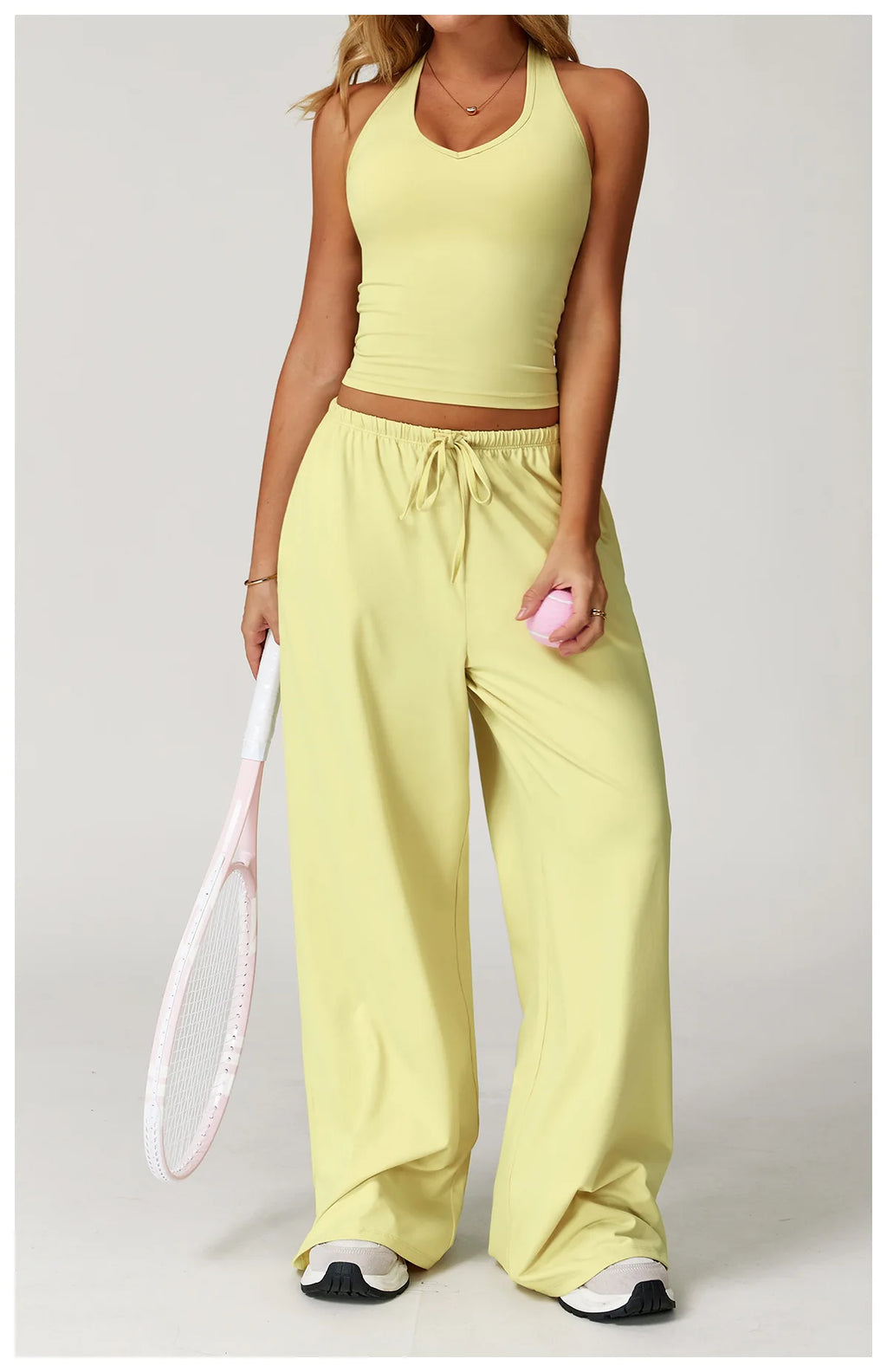 Women's High Waist Drawstring Yoga Pants Hanging Wide Leg Loose Casual Pants Women's Sports Pants Fitness Running Elastic Pants