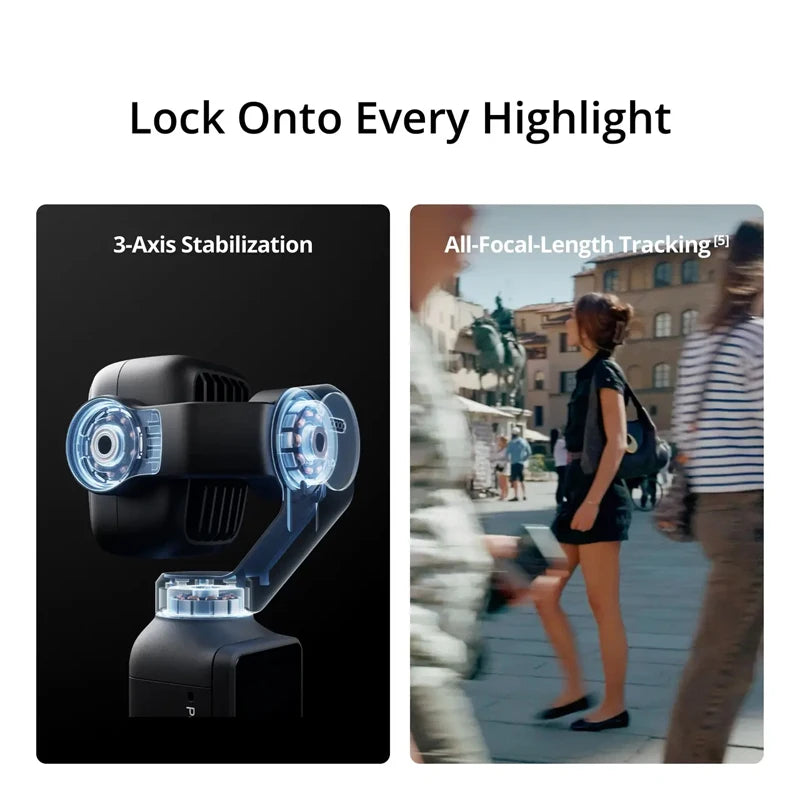 DJI Osmo Pocket 4P Vlog Combo Dual Cameras, Cinematic Shots Near & Far Enhanced 1-Inch CMOS New D-Log 2, Light & Shadow Precision