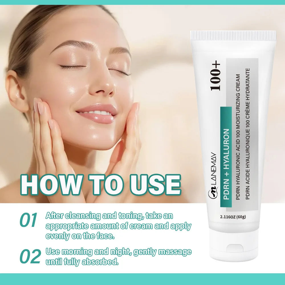 PDRN + Hyaluronic AcidMoisturizing Cream – Glow-Boosting Hydration Formula with Hydrolyzed Collagen for Deep Moisture Plumping.
