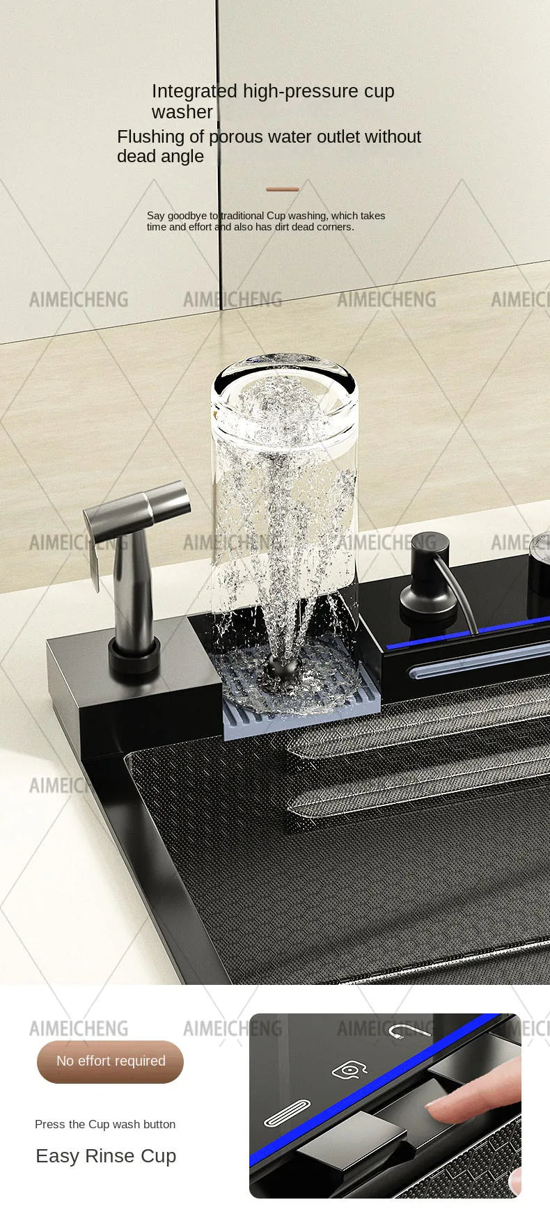 2026 Tiktok Newest Design 30 Inch Waterfall Faucet Black Bionic Honeycomb 304 Stainless Steel Big Single Bowl Kitchen Sink