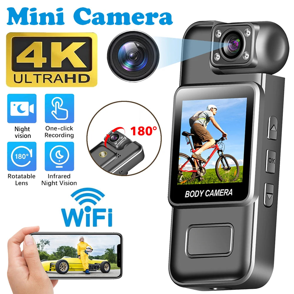 4K 2K 1080P HD Mini WiFi Camera Portable Digital Video Recorder Body Cam Infrared Night Vision Police/Bike Camcorder Sports DV
