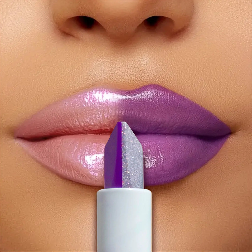 Color-Changing Dual-Tone Lipstick, Temperature-Sensitive Rose & Purple, Moisturizing, Long-Lasting, Waterproof, Unisex,Skin-Safe