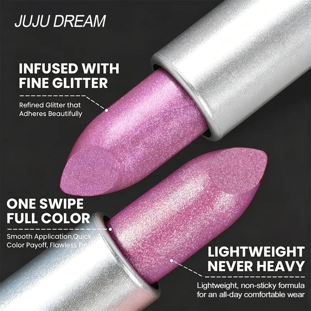 Shimmer Metallic Lipstick High Pigment Sparkling Bold Lip Color Long Lasting Waterproof Party Makeup