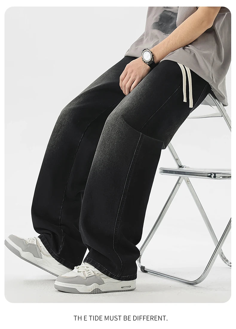Men's Jeans American Loose Wide-leg Loose Straight Casual Trousers Street Hip-hop Baggy Jeans Black Grey Blue Streetwear Men