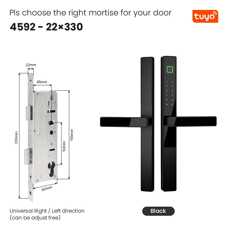 Smart Fingerprint Door Lock 34mm Ultra Narrow No Drilling Replacement TTLock App Anti Peep Password IC Key For Sliding Doors