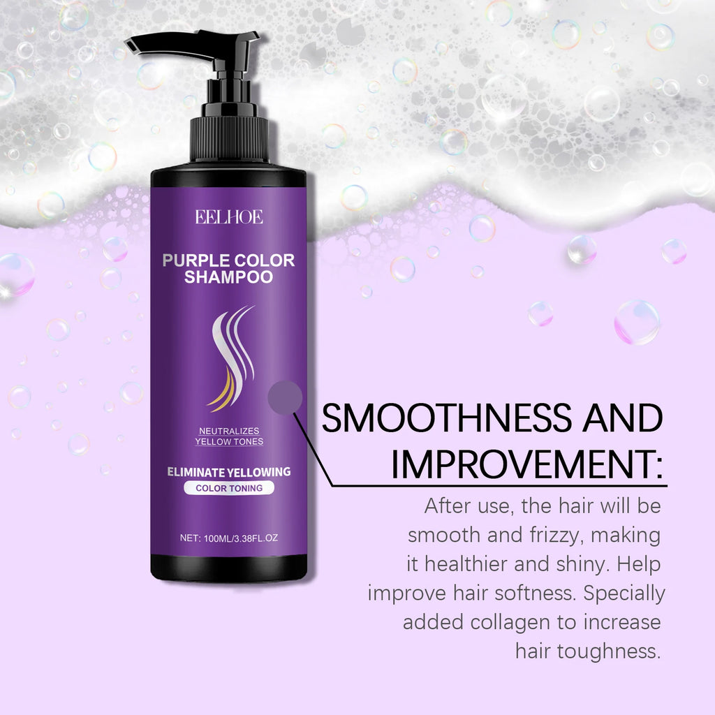 EELHOE Purple Toning Shampoo Color Care Nourishing Moisturizing Brass Neutralizer For Blonde Silver Hair Daily