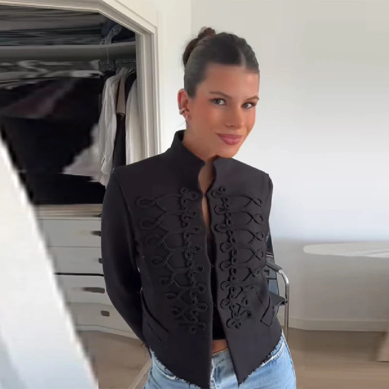 Trendy Edgy Jacket Chic Designers Vintage Stylish Women Cropped Blazers Slim-fit Elegant Casual Female Street Fall Outfit
