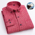 New in ShirtPlus Size 7XL 100% Cotton Sanding Long-Sleeve Shirts for Men Slim Fit Plain Shirt Striped Plaid Single Pocket Clothe