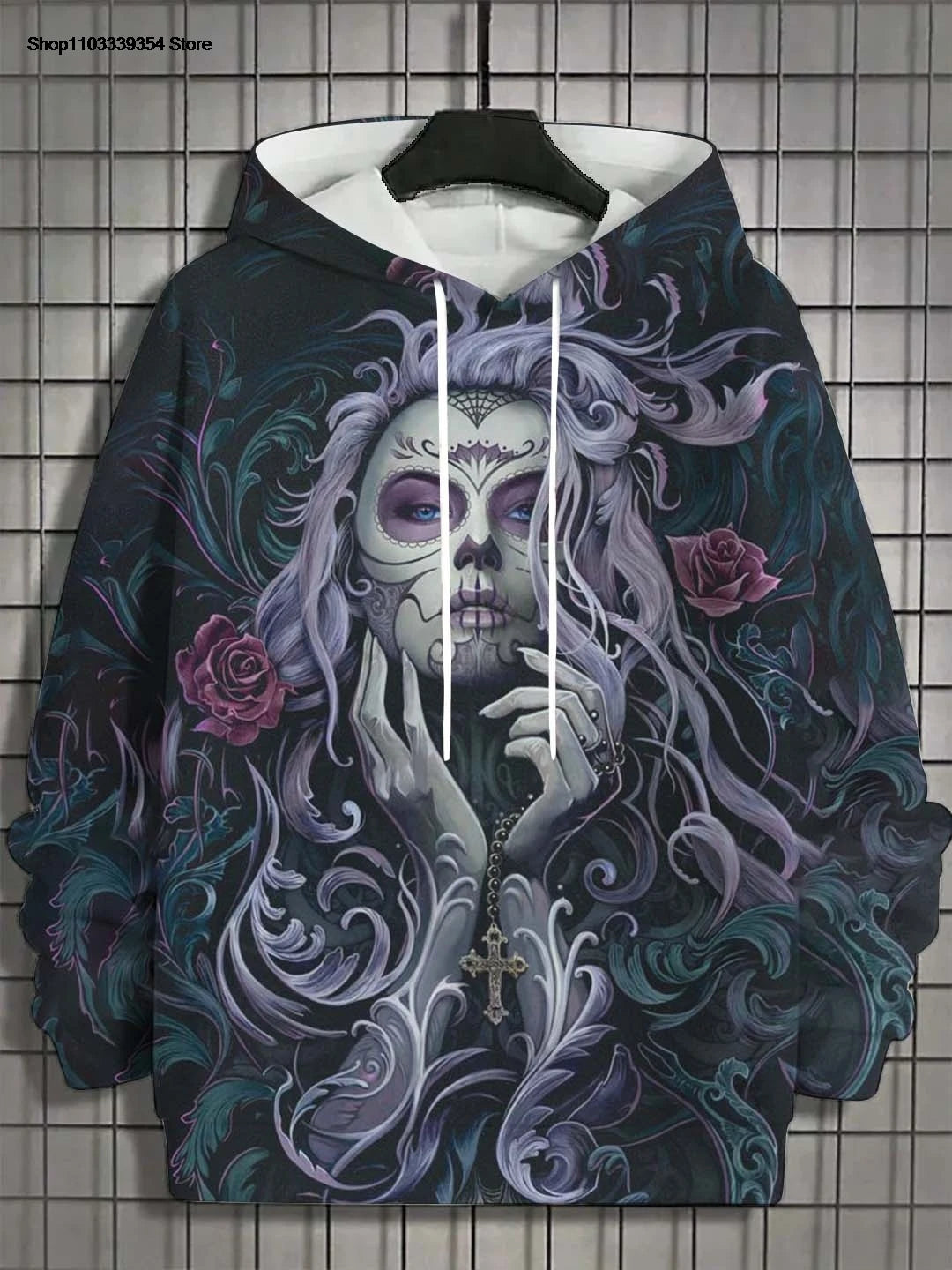Women's Hoodie for Girls Autumn Fashion Men's Long Sleeve Tops Casual Women Clothes Horror Undead Woman Pattern 3D Unisex Tops