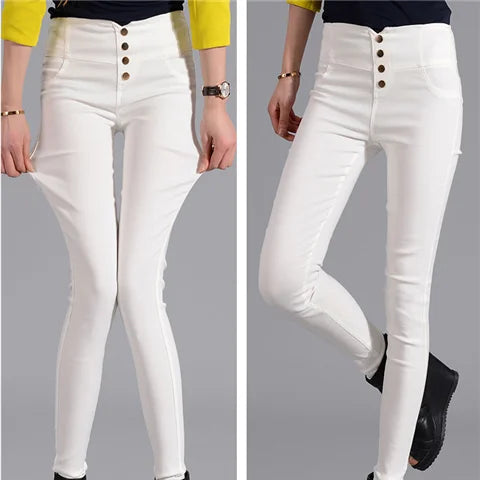 Streetwear Fashion Women Skinny Pencil Pants Spring Autumn New Elastic High Waist Korean Clothing Solid Thin Casual Trousers 5XL