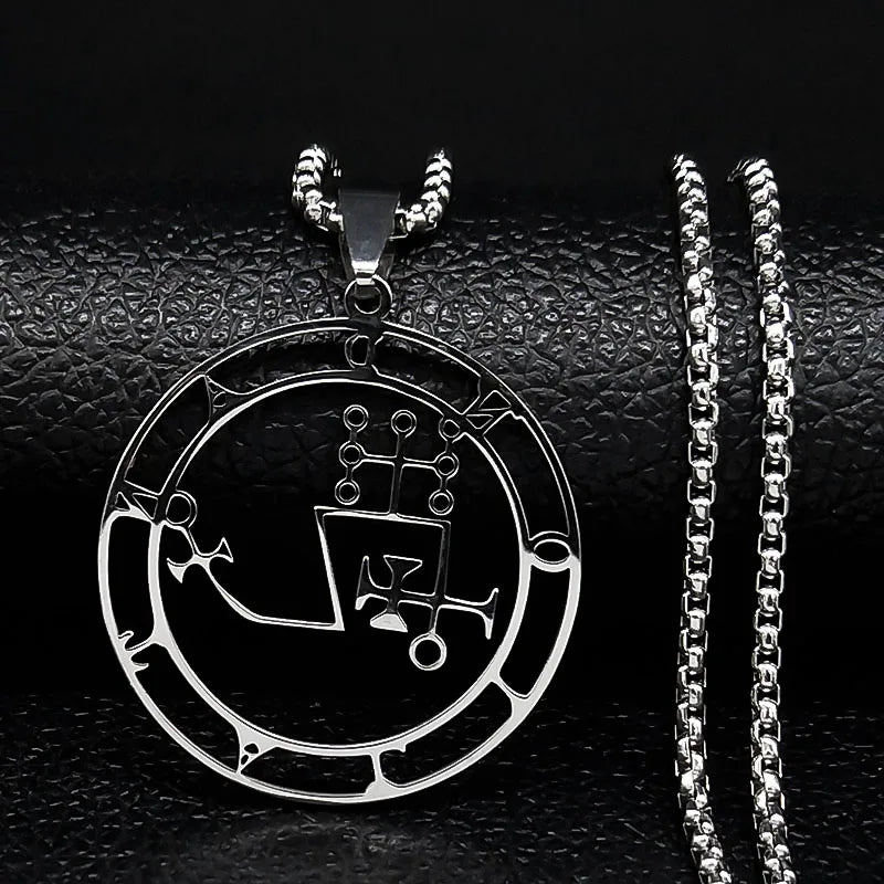 2024 Fashion Sigeal Sigil De Lucifer Stainless Steel Satan Necklace Asmoday Lazer Key Baphomet Stamp Jewelry N7118S03
