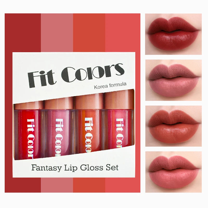 Velvet Matte Lip Gloss Set,Non-Stick Cup Lip Makeup ,Long-Lasting Fruit Scented Lip Tint,Smooth Lightweight Lip Glaze Stain S