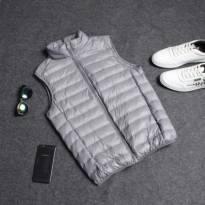 Down Cotton Coat Man 2025 Light Feathered Cotton Jacket Winter Slim Hooded Stand-Up Collar Solid Color Warm Clothing