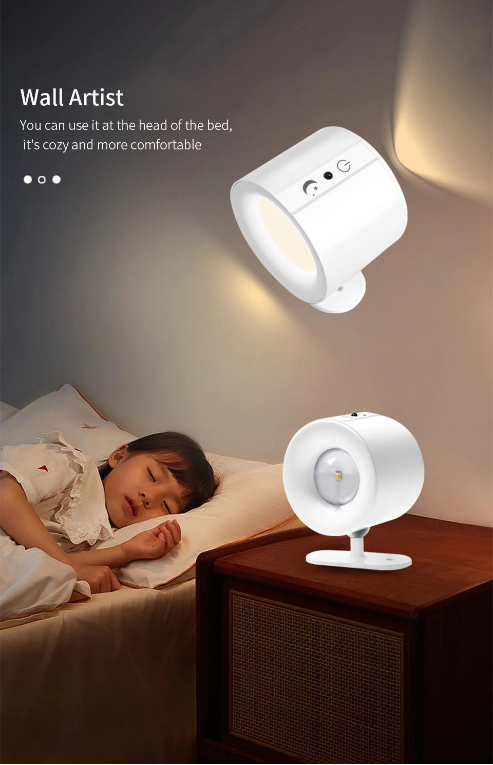 LED Magnetic Wall Light Up and Down Style Black White Rotatable Sleep Guard Bedroom Bedside Lamp Living Room Night Lighting