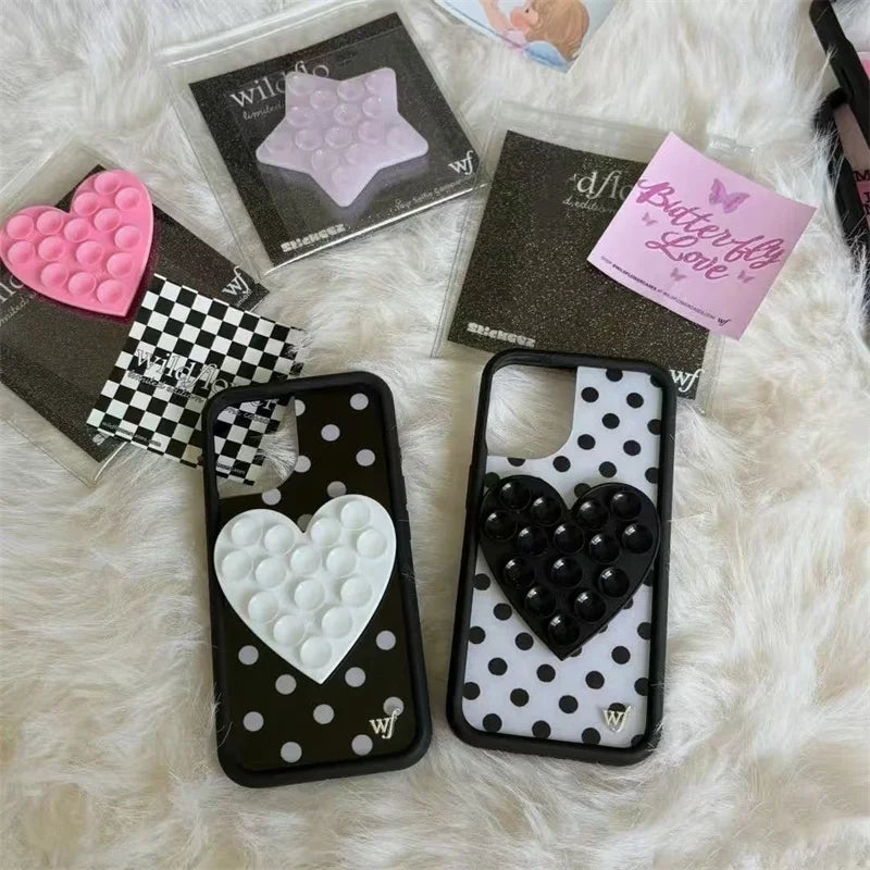 Wildflower Strawberry star Pink Love Heart Silicone Suction Multifunctional Suction Cup Stand Anti-Slip wf Mount Back Sticker﻿﻿