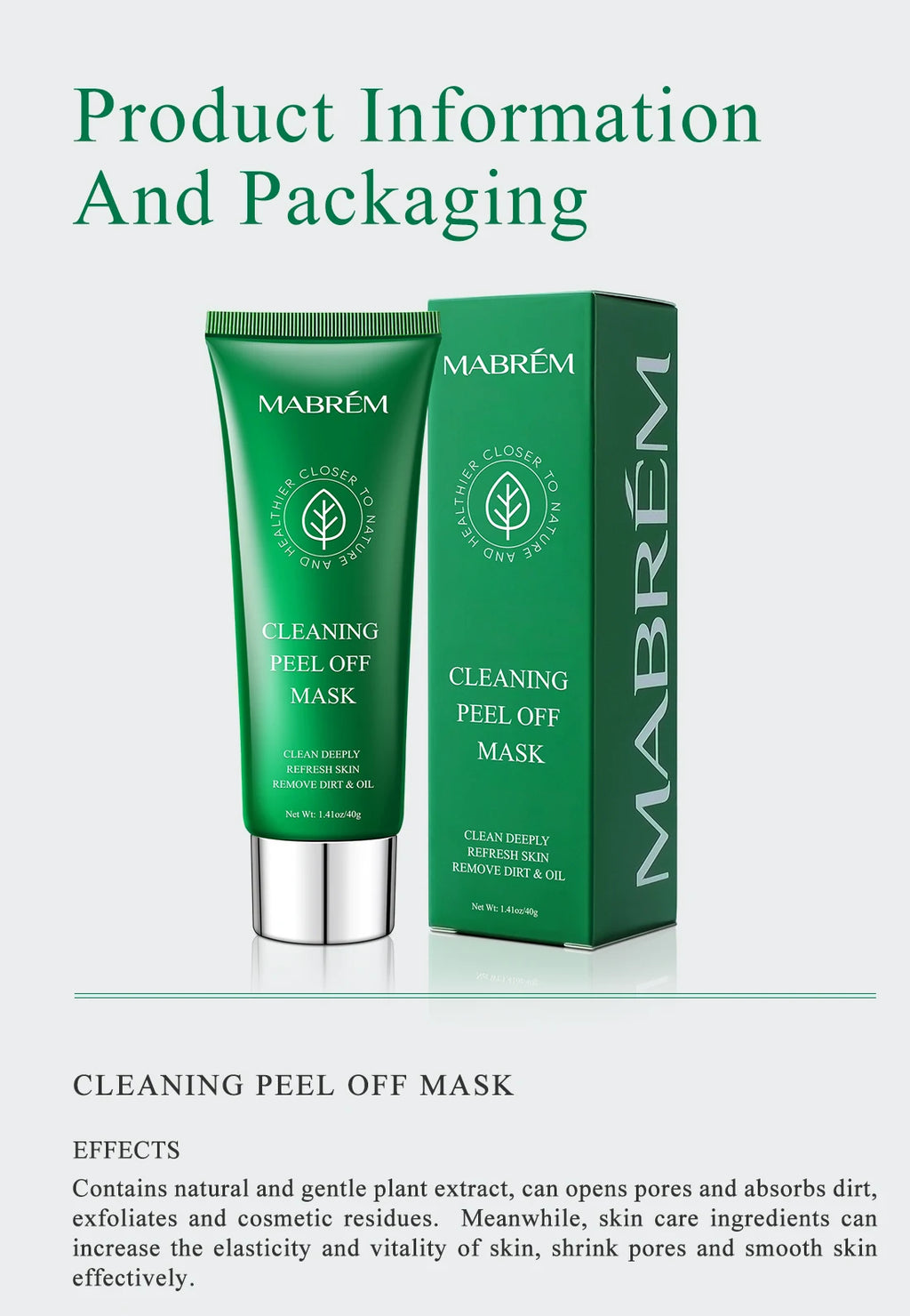Plant Extract Cleaning Peel Off Mask Deep Clean Remove Blackheads Oil Dirt Refresh Bright Skin Pore Cleansing Facial Mask 40G