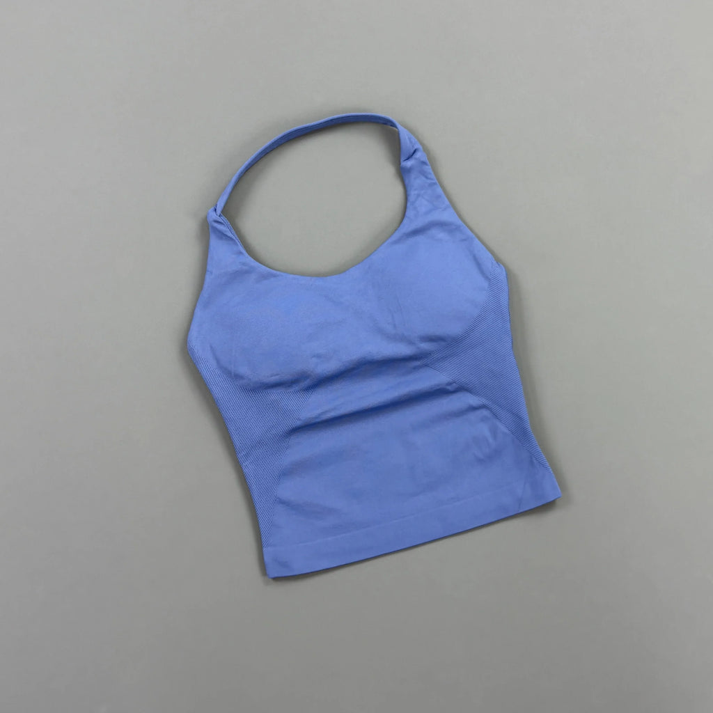 HISTELLO Impact Halter Top Women Gym Clothing Backless Seamless Sports Yoga Vest Running Fitness Workout Sleeveless Tank Top