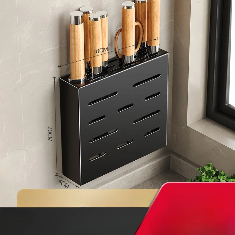 Kitchen knife holder, knife rack, non-perforation, wall-mounted storage box, kitchen organizer  kitchen items