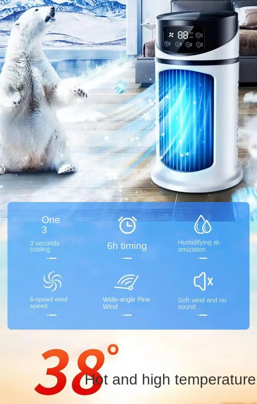 Fan Portable Cold Air Conditioning Multifunctional Air Cooled Fan Evaporative Small Air Cooler Air Conditioning Ventilador