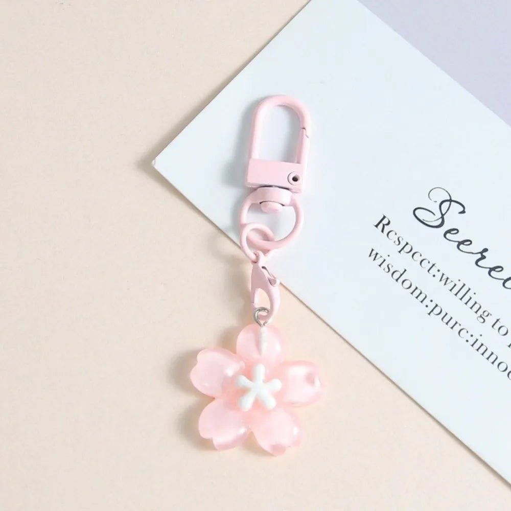Cute Resin Cherry Blossom Keychain Colorful DIY Car Key Ring Bag Pendant Jewelry Accessories