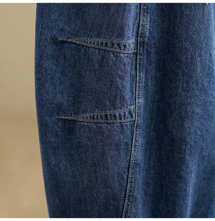 2026 New Women's Retro Literary Baggy Jeans Simple Versatile Wide-leg Washed Denim Trousers Casual Streetwear Ladies Harem Pants
