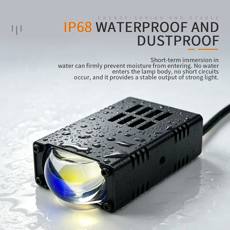Universal LED Auxiliary Front Light for Motorcycles and Cars, Spotlight with Two Colors, High and Low Beams, Bright Driving Fog