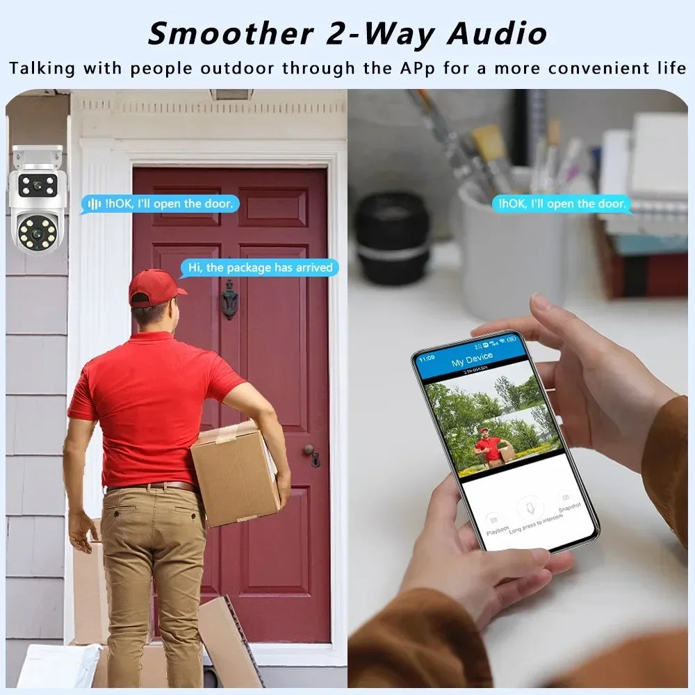 4K 8MP  Tuya Dual Lens PTZ WIFI Camera Full HD Dual Screen Ai Human Auto Tracking Outdoor 4MP Security Video Surveillance Camera