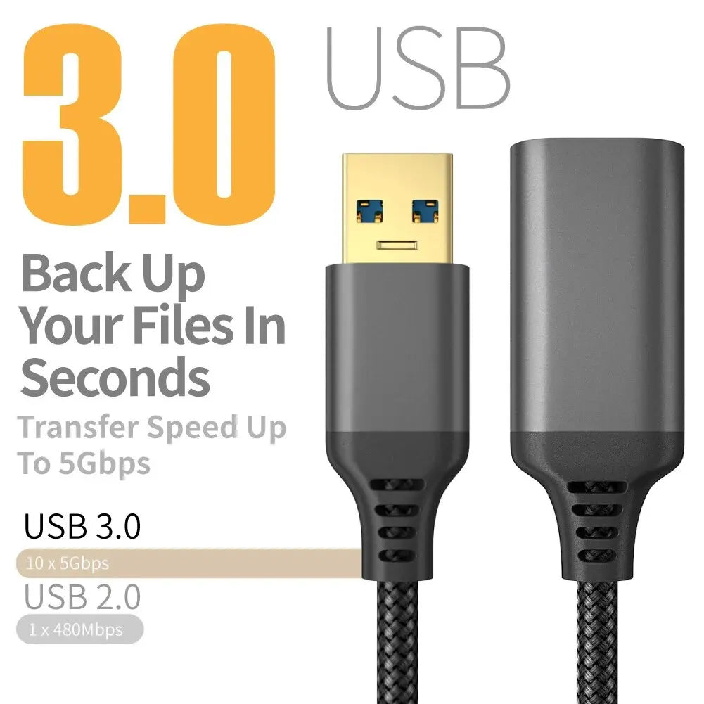 USB 3.0 Male-To-Female Extension Cable High-Speed Transmission Data Cable For Computer Camera Printer TV Extension Braided Cable