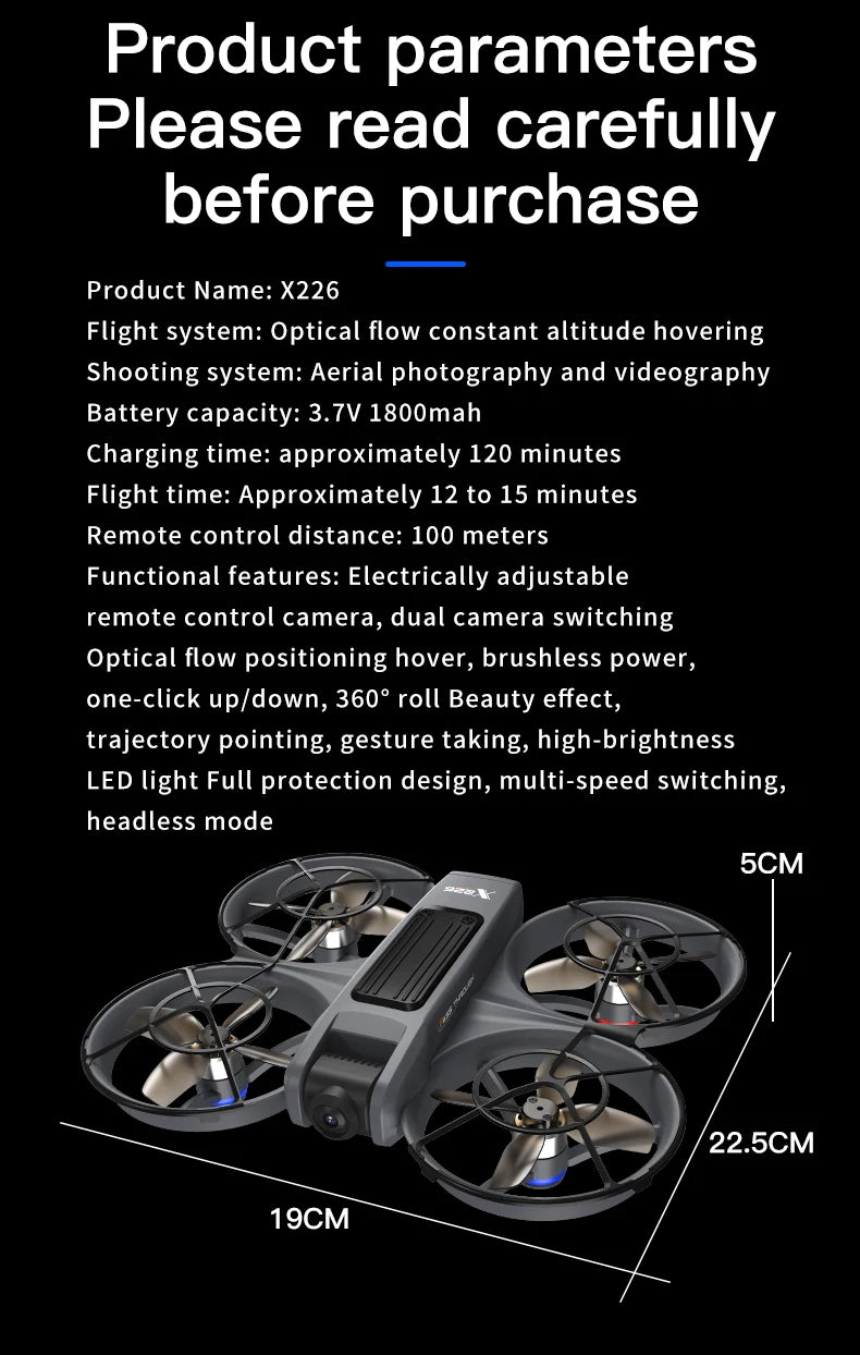 Original Mini Drone X226/X226VR Drones 4K Professional Remote Control Helicopter Plane RC Dron Quadcopter Toys Gift for Kids