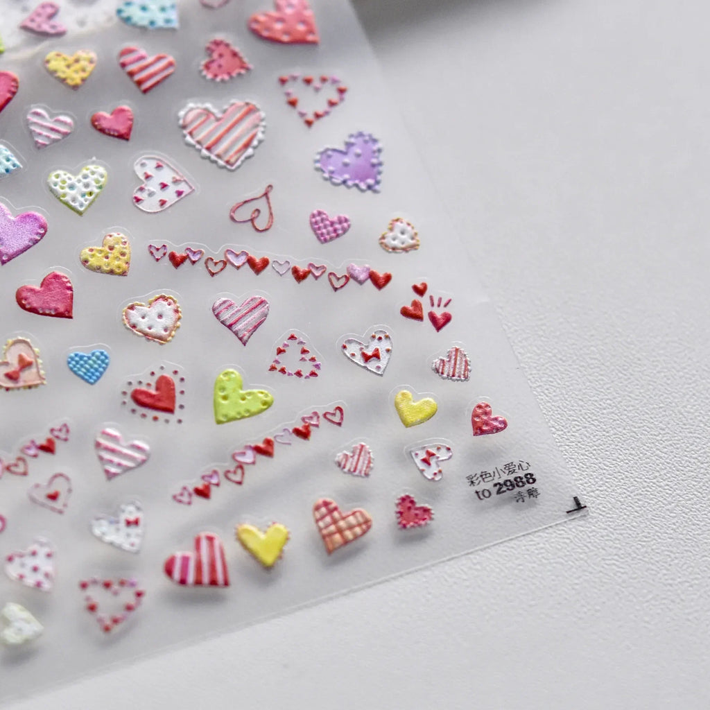 5D Gradient Love Gem Glitter Love Heart Colorful Cat's Eye Rhinestone Soft Self Adhesive Nail Art Stickers Shiny Manicure Decals