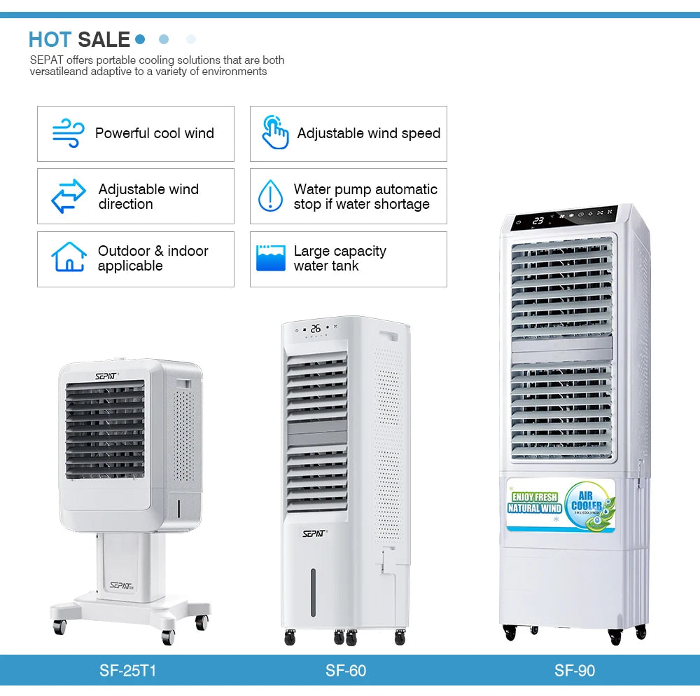 Home Room Cooling Small AC Electric Portable Mobile Water Evaporative Air Cooler Conditioner Fan with 20L Water Tank