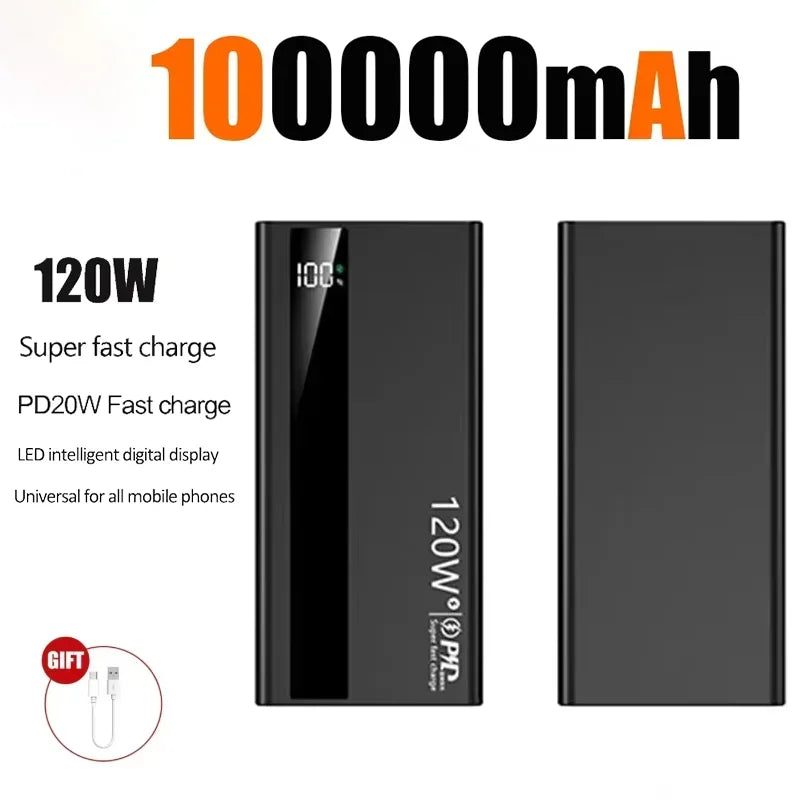 500000mAh 120W Power Bank Большая емкость Супер быстрая зарядка батареи Зарядка