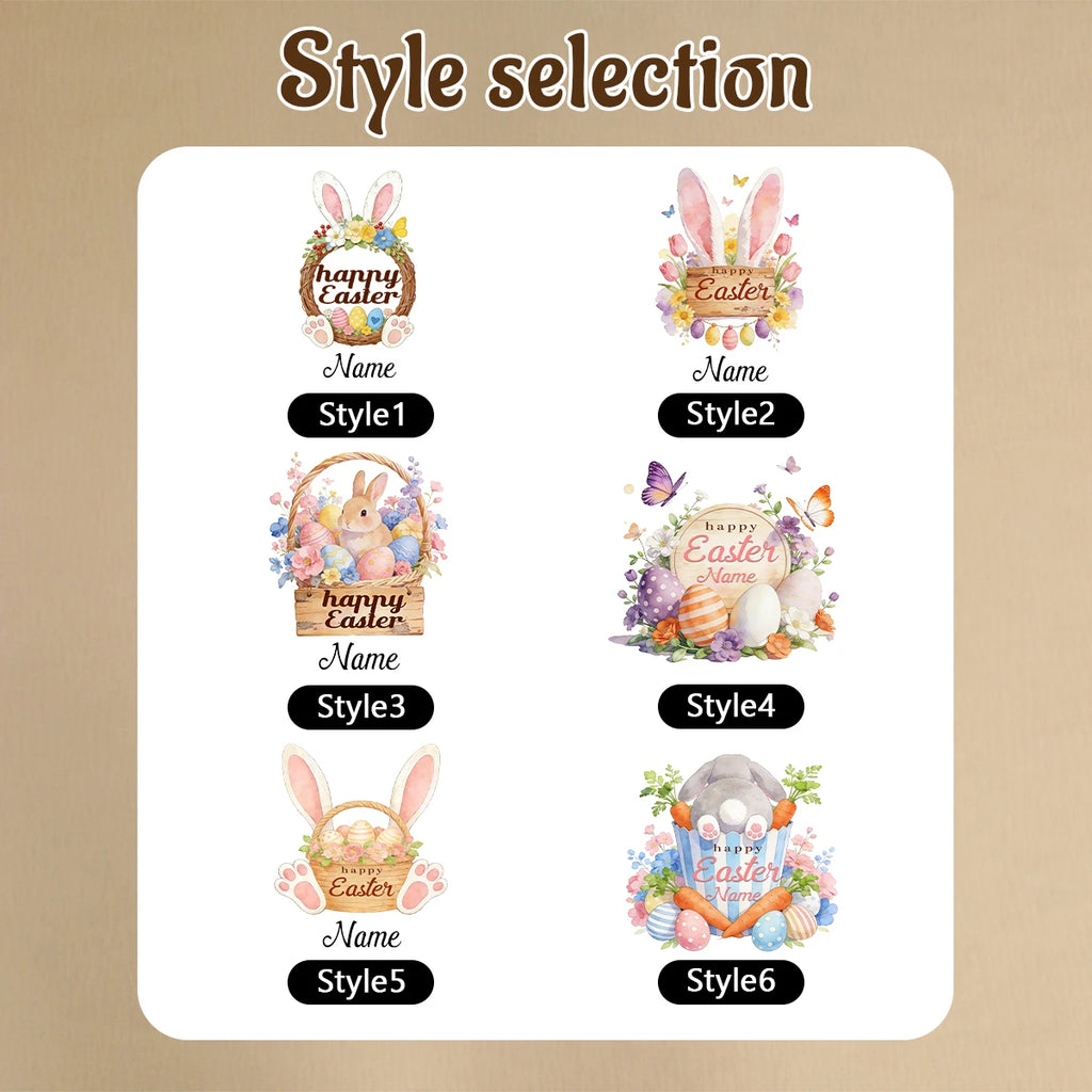 Custom Easter Tote Bag With Bunny And Floral Design, Personalized Name Shoulder Handbag For Spring Celebrations,