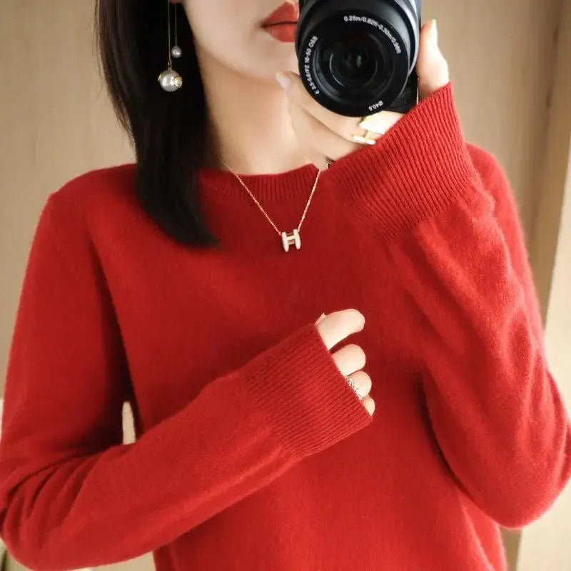 2026 Women Sweater Spring Autumn Long Sleeve O-neck Pullovers Warm Bottoming Shirts Korean Fashion Sweater Knitwear Soft Jumpers