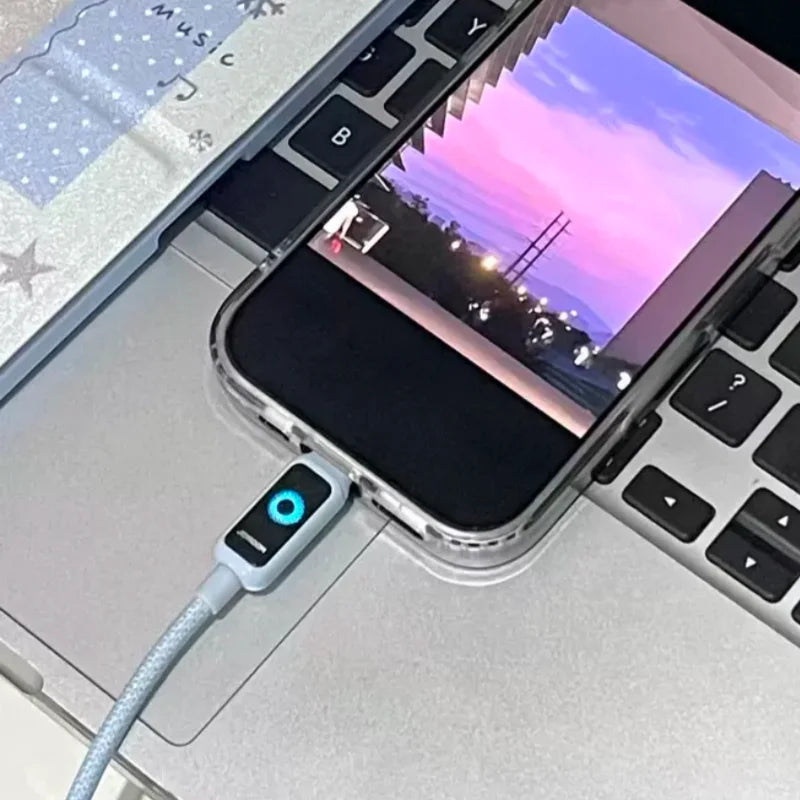 100W USB Type C Automatic Power Off 1.2M Data Cable  Type C To Type C Fast Charging Cable For iPhone 17 16 15 Huawei OPPO Xiaomi