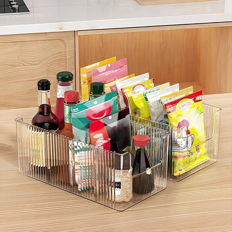 Icon Clear Kitchen Storage Box with Detachable Dividers, Pantry Organizer Bin for Snacks Seasoning Packets BHL1627-FRO