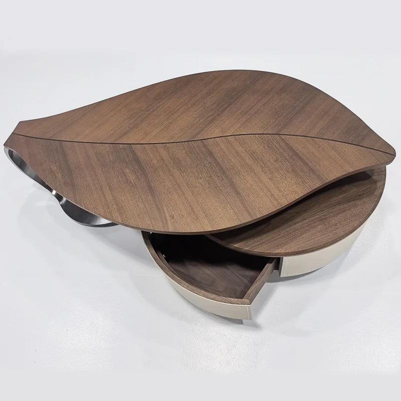 Modern Leaf Shape Walnut Veneer Coffee Table Light Luxury Living Room Home New Designer Creative Special Shape Coffee Table
