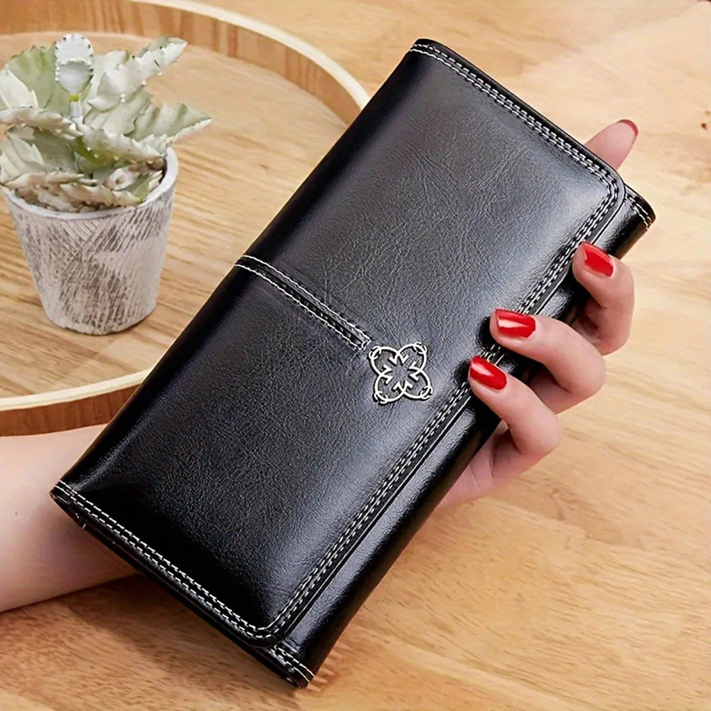 Gothic Moon Black White Cat Leather Wallet Luxury Long Purses for Cards Holder Wallets with Zip Coin Pocket Ladies Handbags